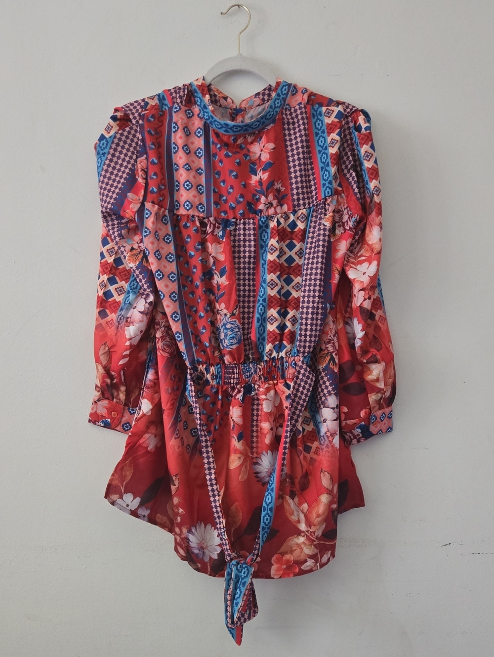 NWT Tolani Collection Boho Mixed Floral Tunic Blouse Rust Orange Sz XS QVC - Picture 2 of 7